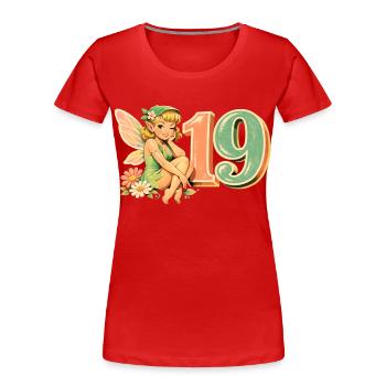Elf Retro Promotional Print 19 – Pastel Aesthetic - Women's Premium Organic T-Shirt - red - Front - Mia (176cm)