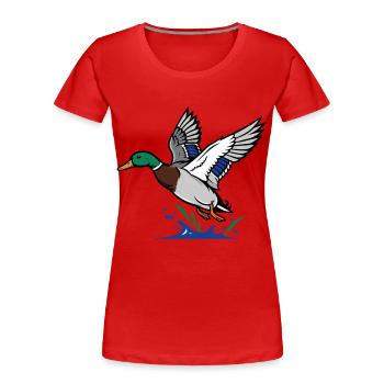 Stockente in der Flucht Wilder Naturteich - Frauen Premium Bio T-Shirt - Rot - Vorne - Mia (176cm)