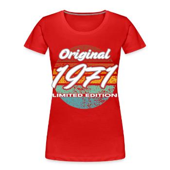 55e anniversaire 1971 cadeau pour hommes et femmes - T-shirt bio Premium Femme - rouge - Devant - Mia (176cm)