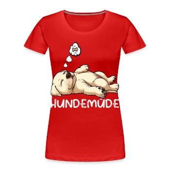 Hundemüde Labrador Labradorbesitzer Labradorhalter - Frauen Premium Bio T-Shirt - Rot - Vorne - Mia (176cm)