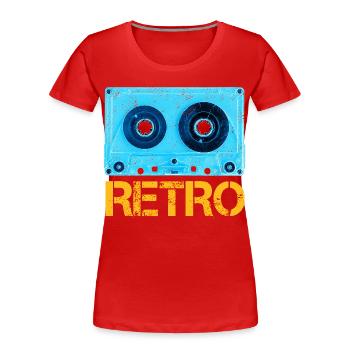 Tape in retro look vintage and cassette design - Women's Premium Organic T-Shirt - red - Front - Mia (176cm)