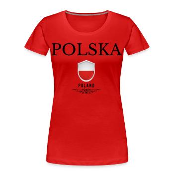 Flagge Polens, polnischer Stolz - Frauen Premium Bio T-Shirt - Rot - Vorne - Mia (176cm)