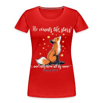 Fuchs Christlich - Frauen Premium Bio T-Shirt - Rot - Vorne - Mia (176cm)