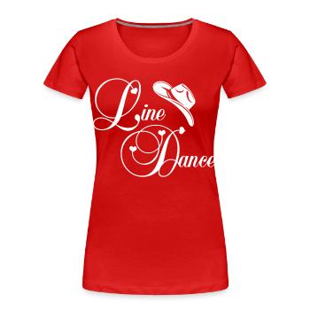 Line Dance Script Logo - Women's Premium Organic T-Shirt - red - Front - Mia (176cm)