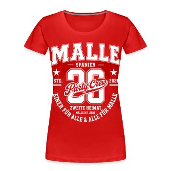 Malle 2026 Party Crew Zweite Heimat - Frauen Premium Bio T-Shirt - Rot - Vorne - Mia (176cm)