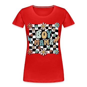 Boy Mom Floral Pattern Mother Pregnancy - Women's Premium Organic T-Shirt - red - Front - Mia (176cm)