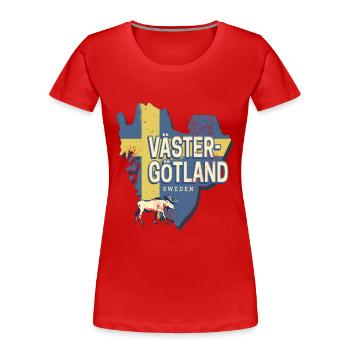 Västergötland in Schweden Retro Provinz Souvenir - Frauen Premium Bio T-Shirt - Rot - Vorne - Mia (176cm)