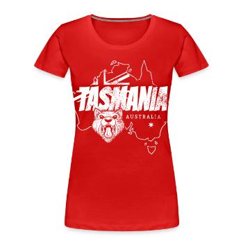 Tasmania in Australia Retro Map and Banner - Women's Premium Organic T-Shirt - red - Front - Mia (176cm)