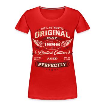 Cadeau du 30e anniversaire Mari Original mai 1996 - T-shirt bio Premium Femme - rouge - Devant - Mia (176cm)