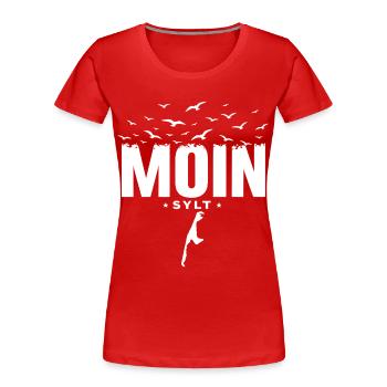 Moin Sylt Nordsee Insel Urlaub Shirt - Frauen Premium Bio T-Shirt - Rot - Vorne - Mia (176cm)