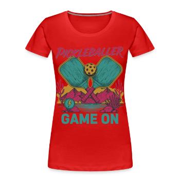 Jeu de pickleball Pickleball sur Joueur drôle - T-shirt bio Premium Femme - rouge - Devant - Mia (176cm)