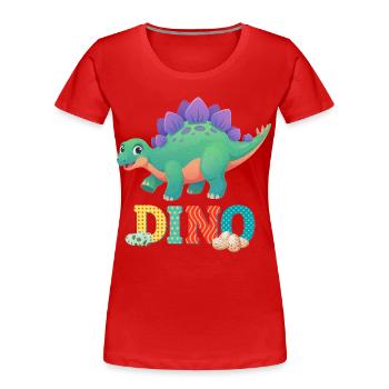 Dino - Frauen Premium Bio T-Shirt - Rot - Vorne - Mia (176cm)