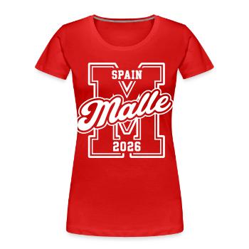 Malle 2026 Mallorca Holidays 2026 - Women's Premium Organic T-Shirt - red - Front - Mia (176cm)