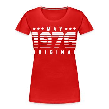 May 1976 Original Striped Vintage Birthday - Women's Premium Organic T-Shirt - red - Front - Mia (176cm)