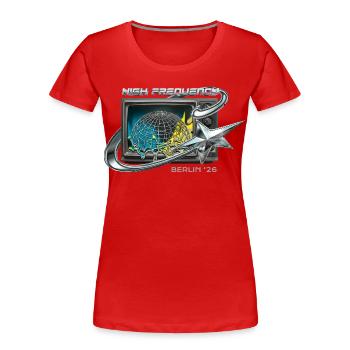 High Frequency Berlin 26 Retro Tech - Women's Premium Organic T-Shirt - red - Front - Mia (176cm)