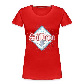 Sölden in Tirol Retro Skifahrer Vintage Skiurlaub - Frauen Premium Bio T-Shirt - Rot - Vorne - Mia (176cm)