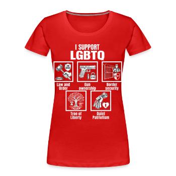 Je soutiens le jeu de mots LGBTQ Patriot Lifestyle - T-shirt bio Premium Femme - rouge - Devant - Mia (176cm)