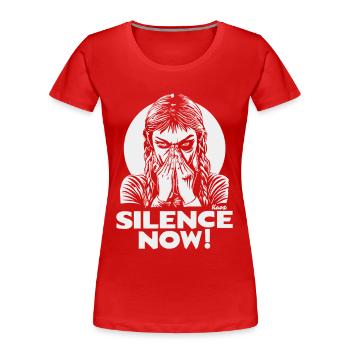 Silence Now : Rébellion silencieuse - T-shirt bio Premium Femme - rouge - Devant - Mia (176cm)