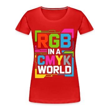 Print Designer RGB In A CMYK World Print Expert - Women's Premium Organic T-Shirt - red - Front - Mia (176cm)