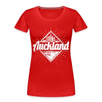 Auckland in Neuseeland mit Retro Skyline Souvenir - Frauen Premium Bio T-Shirt - Rot - Vorne - Mia (176cm)