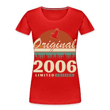2006 Vintage Rétro Cadeau d’anniversaire - T-shirt bio Premium Femme - rouge - Devant - Mia (176cm)