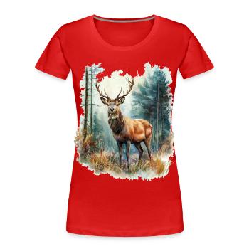Deer Roe Deer - Women's Premium Organic T-Shirt - red - Front - Mia (176cm)