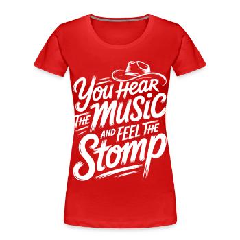 Music & Stomp - Frauen Premium Bio T-Shirt - Rot - Vorne - Mia (176cm)