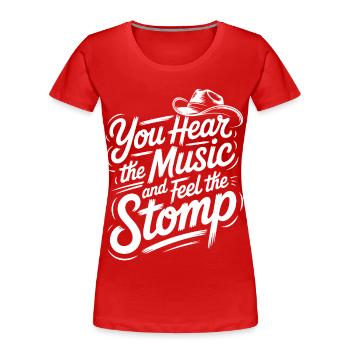 Country Line Dance Music Vibe - T-shirt bio Premium Femme - rouge - Devant - Mia (176cm)