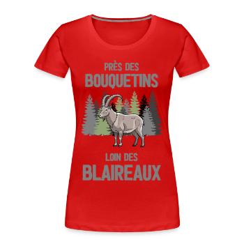 Bouquetins en forêt: loin des blaireaux - T-shirt bio Premium Femme - rouge - Devant - Mia (176cm)