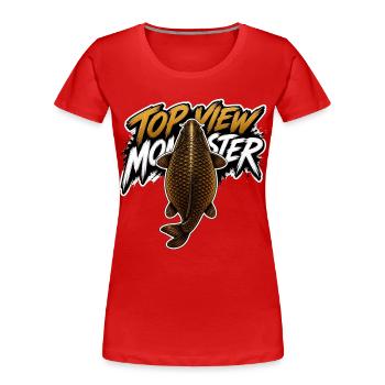 Top View Monster Carp – Bold Fishing Design - Women's Premium Organic T-Shirt - red - Front - Mia (176cm)