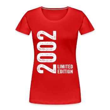 2002 Limited Edition 24 Jahre Jubiläum - Frauen Premium Bio T-Shirt - Rot - Vorne - Mia (176cm)