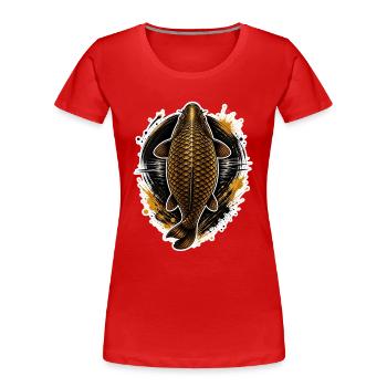 Golden Carp Top View Premium Fishing Design - Women's Premium Organic T-Shirt - red - Front - Mia (176cm)