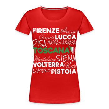 Toskana Retro Schriftzug Italy Urlaub Souvenir - Frauen Premium Bio T-Shirt - Rot - Vorne - Mia (176cm)