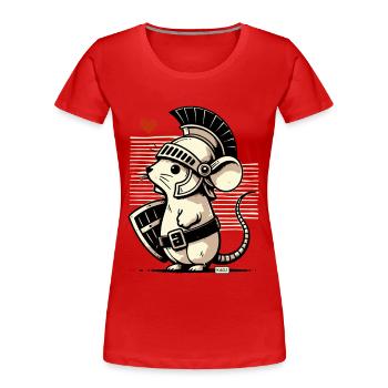 Roman Mouse Gladiator - Women's Premium Organic T-Shirt - red - Front - Mia (176cm)