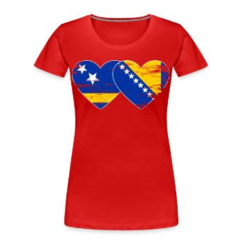 Curacao_Bosnien_Flagge_Herz_used - Women's Premium Organic T-Shirt - red - Front - Mia (176cm)