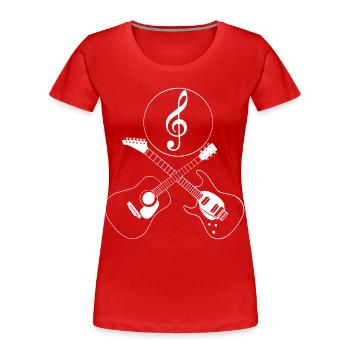Guitares croisées et clé de sol - T-shirt bio Premium Femme - rouge - Devant - Mia (176cm)