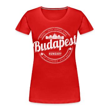 Budapest in Ungarn mit Parlament und Paprika - Frauen Premium Bio T-Shirt - Rot - Vorne - Mia (176cm)