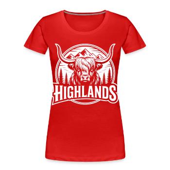 Hautes terres bovins des Highlands - T-shirt bio Premium Femme - rouge - Devant - Mia (176cm)