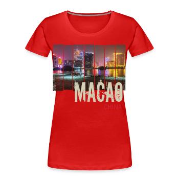 Macao in China Skyline Vintage Souvenir - Frauen Premium Bio T-Shirt - Rot - Vorne - Mia (176cm)