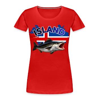 Island Köhler Angeln - Seelachs Fishing - Frauen Premium Bio T-Shirt - Rot - Vorne - Mia (176cm)