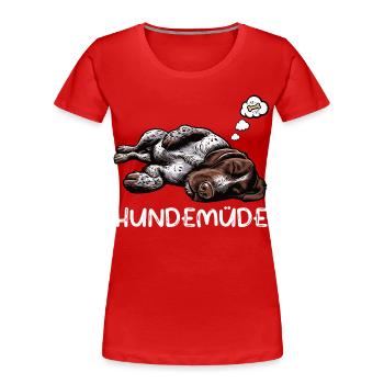 Hundemüde Deutsch Drahthaar drahthaar hunde - Frauen Premium Bio T-Shirt - Rot - Vorne - Mia (176cm)