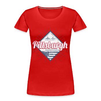 Pittsburgh City, États-Unis, Pennsylvanie - T-shirt bio Premium Femme - rouge - Devant - Mia (176cm)