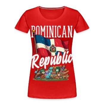 Drapeau de la République dominicaine Dom Rep Pride - T-shirt bio Premium Femme - rouge - Devant - Mia (176cm)