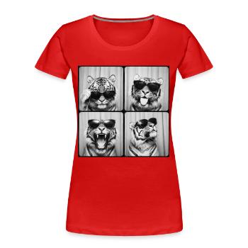 Tigre, Photo Booth, Photo Booth, Selfie - T-shirt bio Premium Femme - rouge - Devant - Mia (176cm)