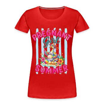 Schwangere Sommer Lustige Gänsmutter - Frauen Premium Bio T-Shirt - Rot - Vorne - Mia (176cm)