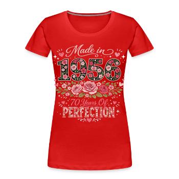 70 Years Woman Gift - 1956 Floral Birthday - Women's Premium Organic T-Shirt - red - Front - Mia (176cm)