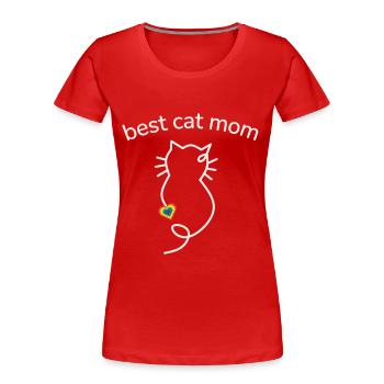 Best Cat Mom Rainbow Colors Heart Minimalist - Women's Premium Organic T-Shirt - red - Front - Mia (176cm)