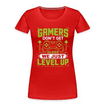 Gamer Spruch Level Up Neon - Frauen Premium Bio T-Shirt - Rot - Vorne - Mia (176cm)