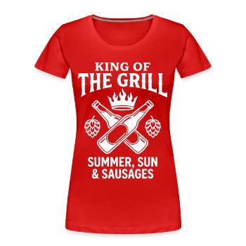King of the Grill Soleil d’été et saucisses - T-shirt bio Premium Femme - rouge - Devant - Mia (176cm)