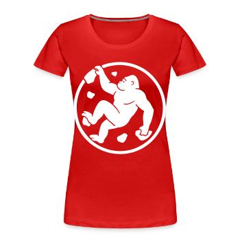 Gorilla Bouldern: Minimalist Badge Logo - Frauen Premium Bio T-Shirt - Rot - Vorne - Mia (176cm)